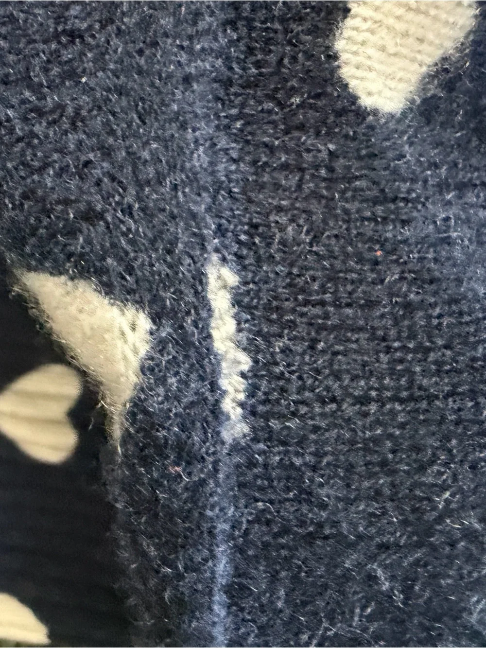 J.Crew 100% Cashmere Heart Print Crewneck Sweater Navy Ivory Large
